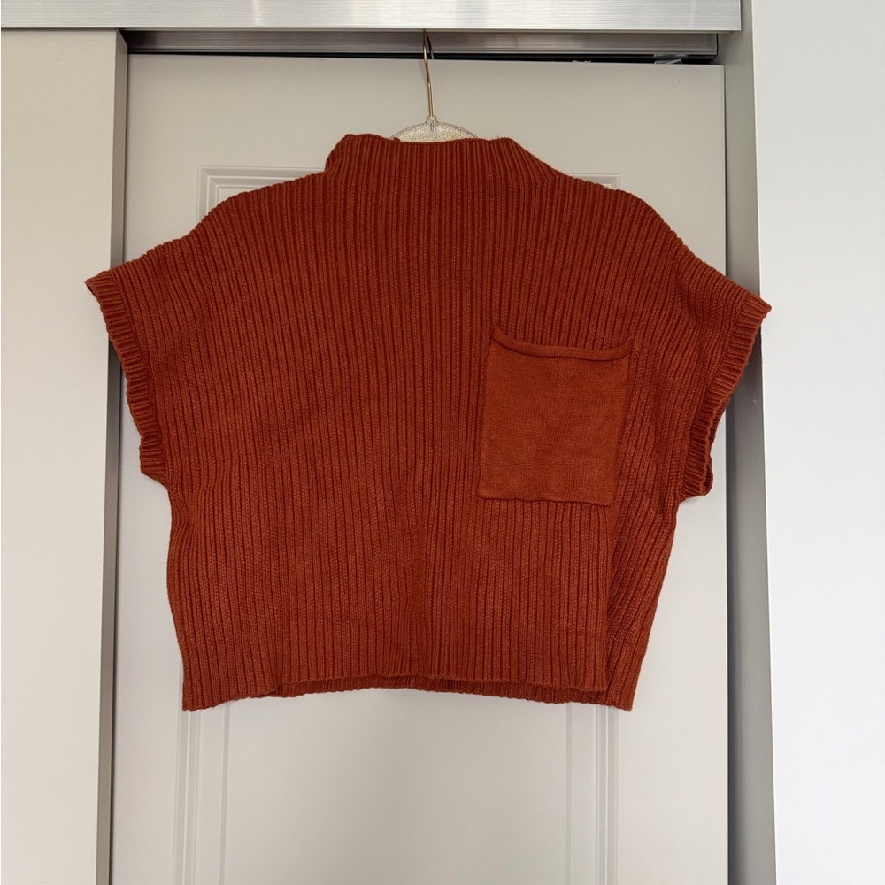 Rust Orange Knit Sweater Vest